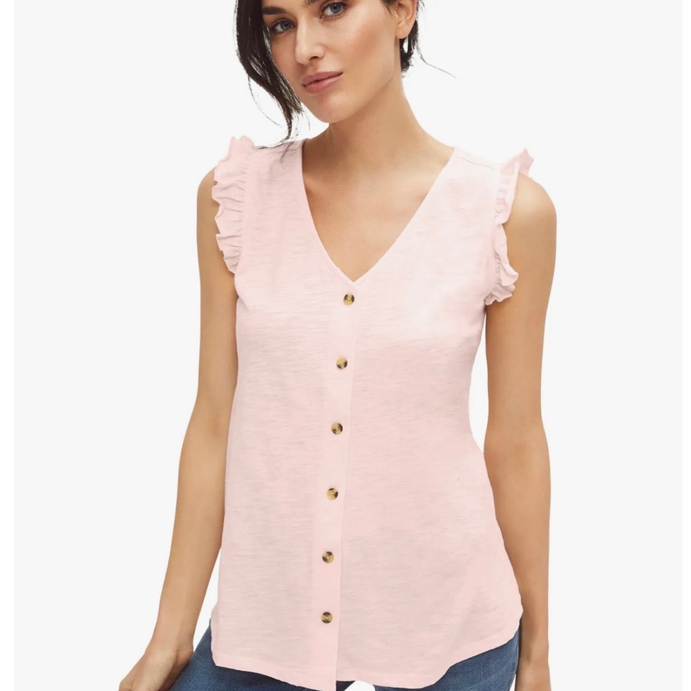 Ellos Women's Plus Size Button-Front Ruffle Sleeve Tank
3x (30/32)